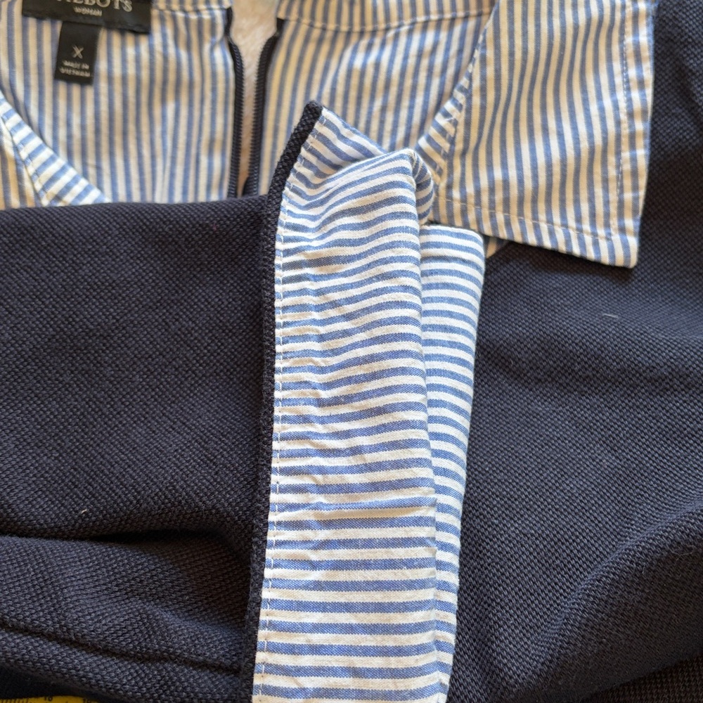 Talbots Navy Dress with Blue-White Stripe Collar - Picture 7 of 8
